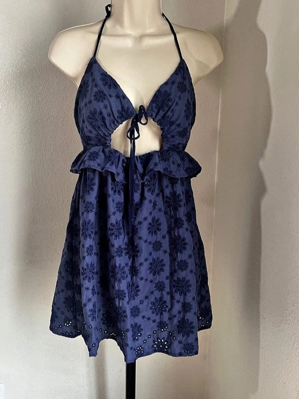 Cider Floral Mini Dress in Blue Size Medium